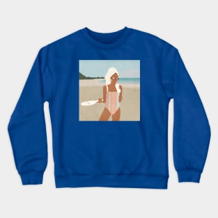 Beach girl in swimsuit Crewneck Sweatshirt